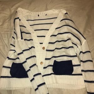 White blue cardigan